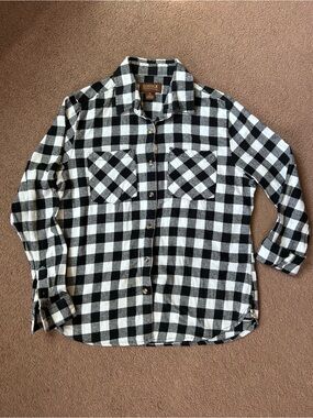 Women’s Lincoln Outfitters Black&White Plaid Button Front Top Sz Med Long Sleeve